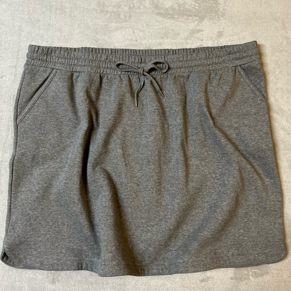 Maurice’s Heather Gray French Terry Skirt with Tie and Pockets Plus Size